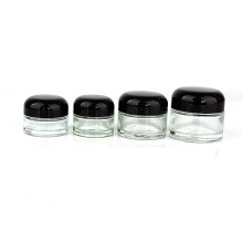 20ml 30ml 50ml transparent cosmetic eco glass jar for facial eye face body cream with black lid